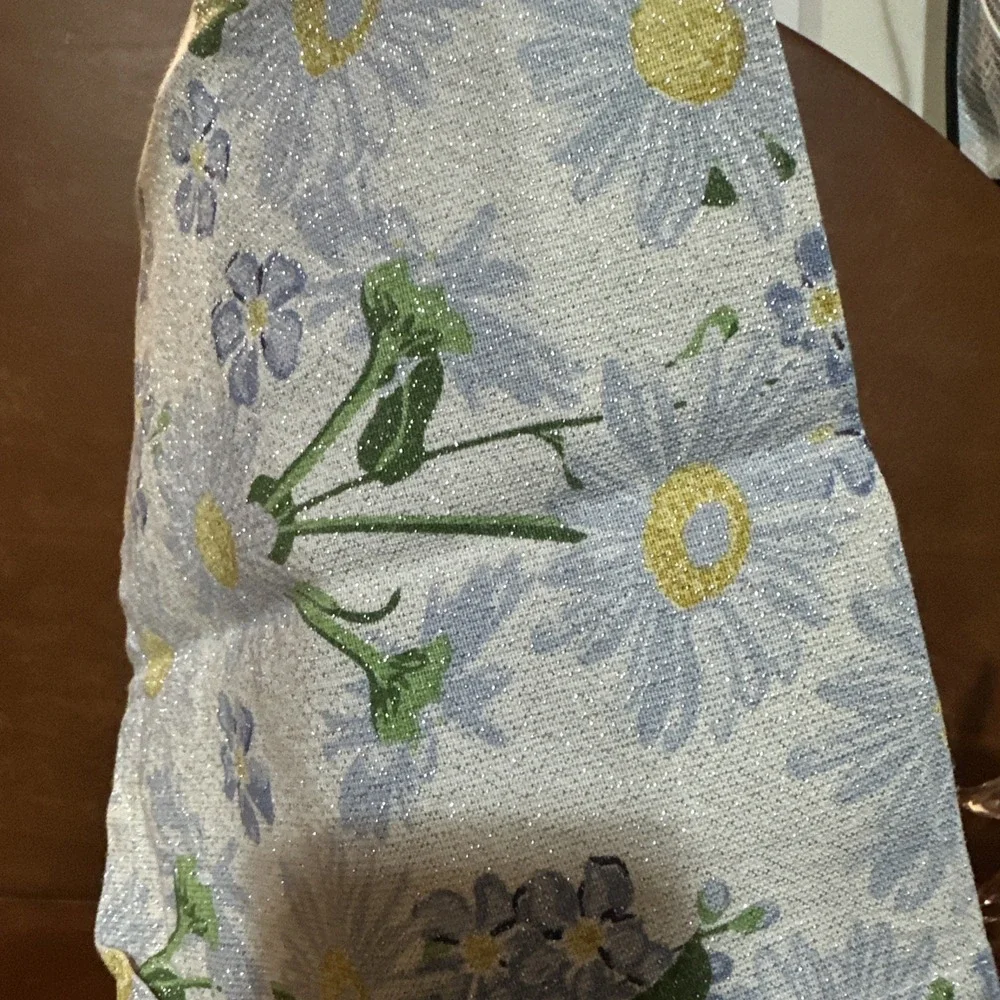 HOUSE &GARDEN NAPKINS (16) BLUE Flowers 18 X 18 100% COTTON Sparkley